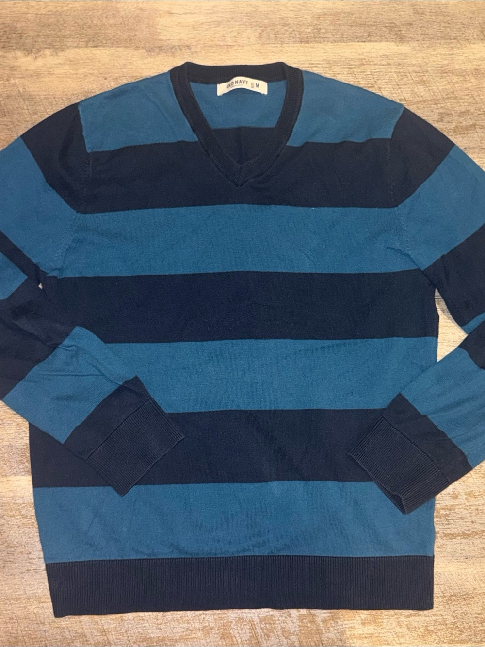 Vintage Striped V-Neck Sweater in Navy and Teal - Old Navy